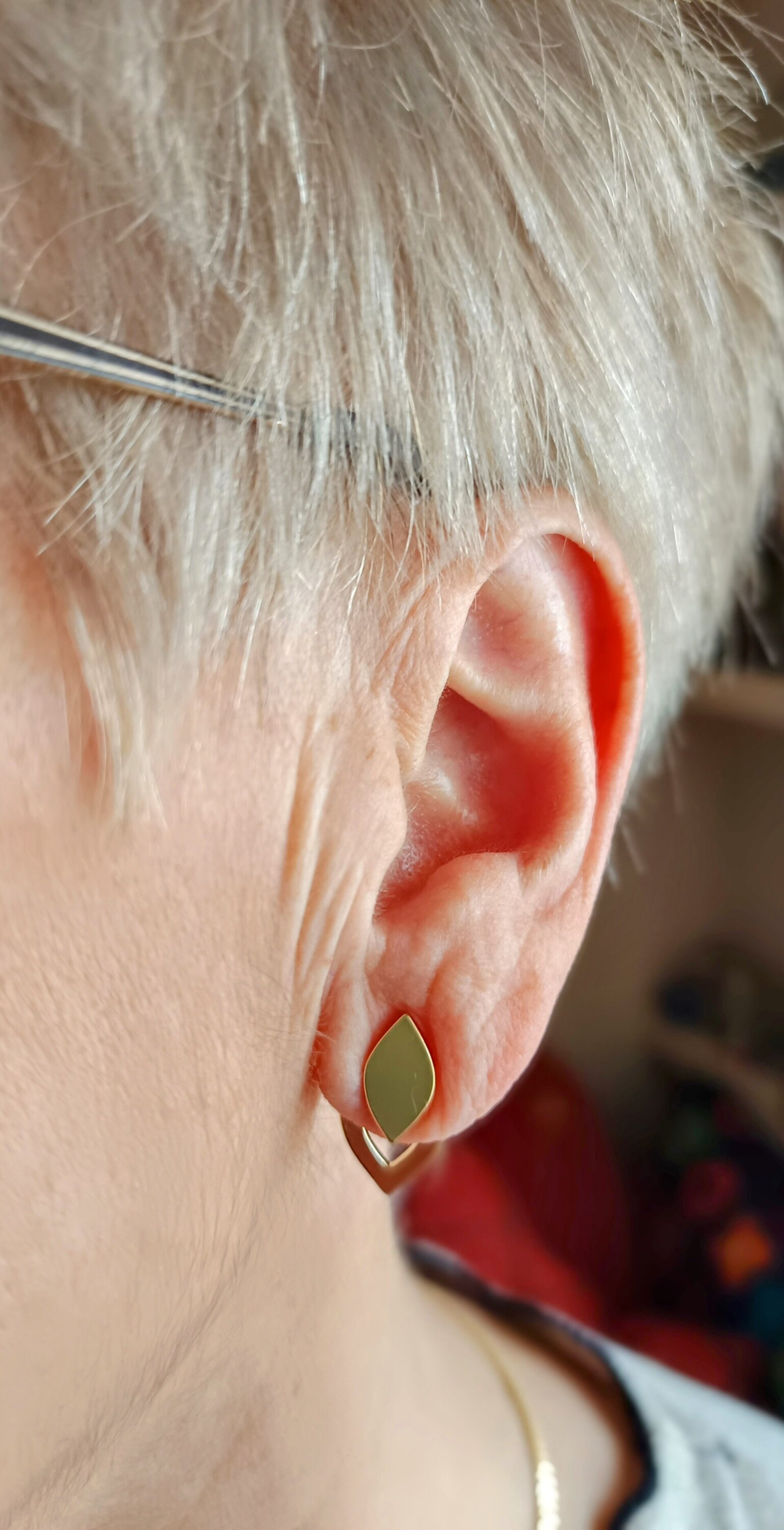 Pendientes doble hoja dorada - 5