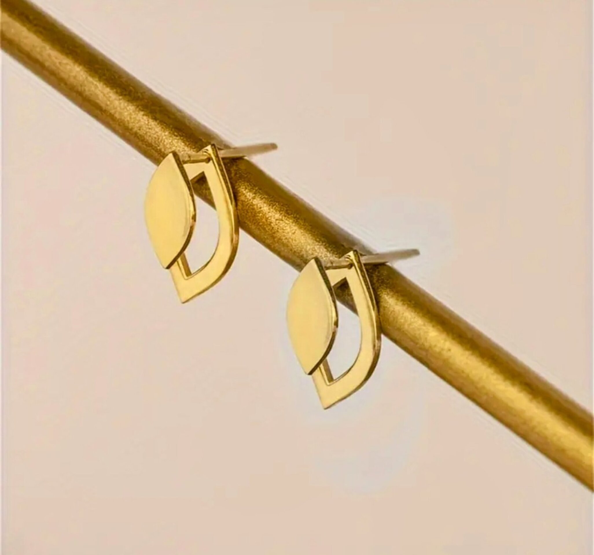Pendientes doble hoja dorada - 4